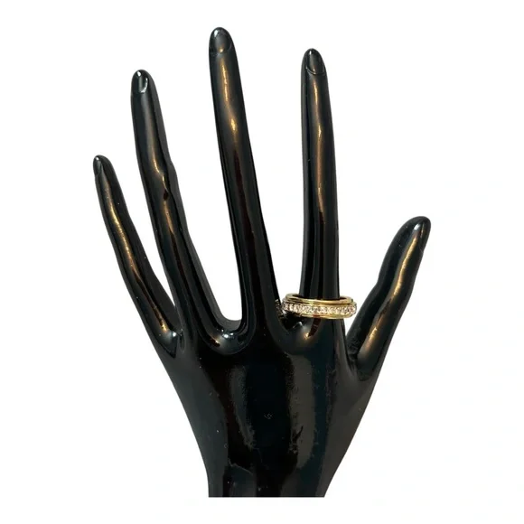 Gold Fidget Spinner Ring with Crystals - Size 6 - Picture 6 of 11